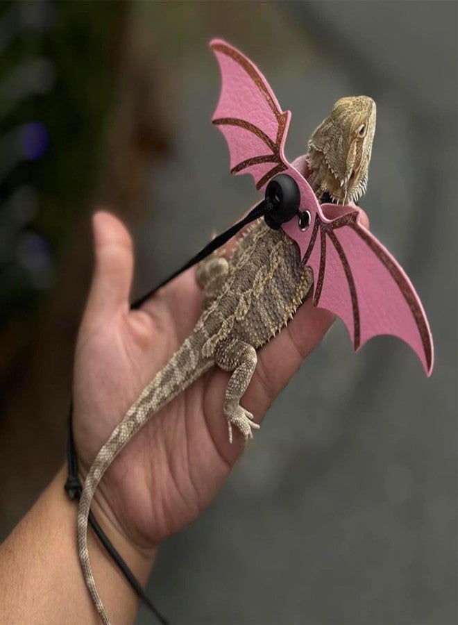 disclean Adjustable Lizard Harness and Leash Set with Wings 3 Pack S M L Soft Leather Reptile Costume Accessories for Bearded Dragon Chameleon Guinea Pig Small Animals Blue - Image 2